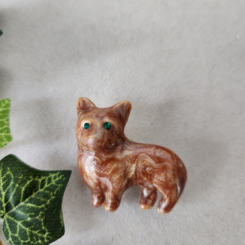 Enamel Corgi Dog Brooch Pin
